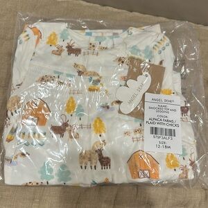 Angel Dear smocked top and leggings alpaca farm 12-18M